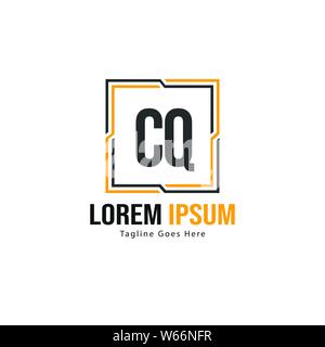 Initial CQ logo template with modern frame. Minimalist CQ letter logo vector illustration design Stock Vector