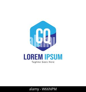 Initial CQ logo template with modern frame. Minimalist CQ letter logo vector illustration design Stock Vector