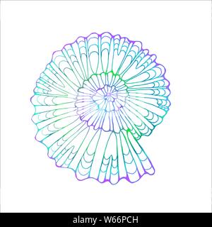 Neon illustration of a petrified snail shell. Stock Vector