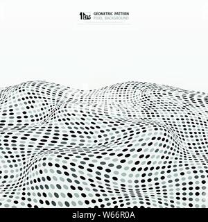 Abstract random gray and black dots stripe wave pattern background. You can use for ad, poster, artwork, template design. illustration vector eps10 Stock Vector