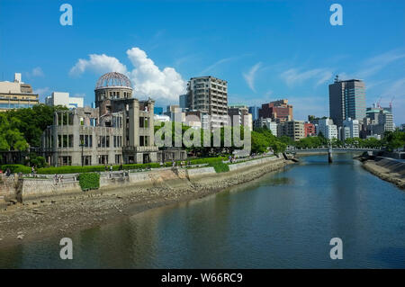 The Atomic Bomb Dome where At 8:15am on 6th August 1945, the first atomic bomb in human history was dropped on Hiroshima, Japan. Stock Photo