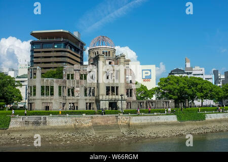 The Atomic Bomb Dome where At 8:15am on 6th August 1945, the first atomic bomb in human history was dropped on Hiroshima, Japan. Stock Photo