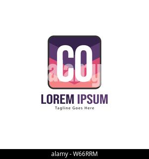 Initial CO logo template with modern frame. Minimalist CO letter logo vector illustration design Stock Vector
