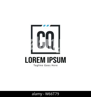 Initial CQ logo template with modern frame. Minimalist CQ letter logo vector illustration design Stock Vector