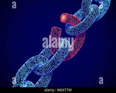 Broken chain link. The concept of data protection technology. Stock Vector