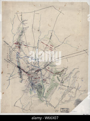 Civil War Maps 2225 Sketch of the battlefield of Gettysburg July 1st and 2nd 1863 Rebuild and Repair Stock Photo