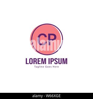 Initial CP logo template with modern frame. Minimalist CP letter logo vector illustration design Stock Vector