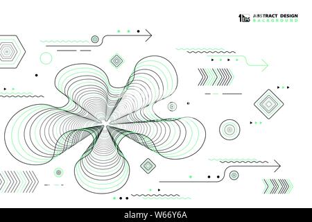 Abstract lines geometric vector elements design black and green color decoration. You can use for ad, poster, artwork, print, cover design, artwork. Stock Vector