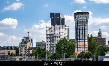 Milan, Italy; July 2019 : The Torre Arcobaleno or Rainbow Tower is a colorful water tower in the Italian city of Milan near the Garibaldi train statio Stock Photo