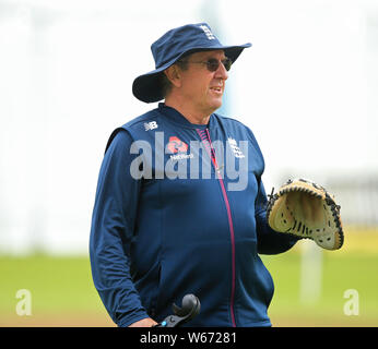 Birmingham, UK. 31st July, 2019. Trevor Bayliss Head Coach of England before the Specsavers Ashes first test match at Edgbaston Cricket Ground, Birmingham. Credit: ESPA/Alamy Live News Stock Photo