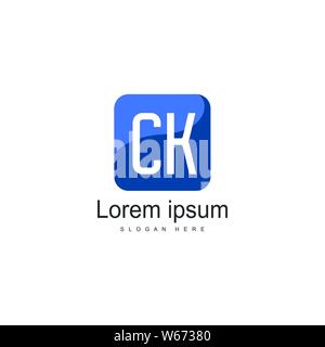 Initial CK logo template with modern frame. Minimalist CK letter logo vector illustration design Stock Vector