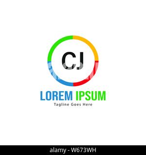 Initial CJ logo template with modern frame. Minimalist CJ letter logo vector illustration design Stock Vector