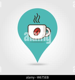 Cap of Tea or Coffee map pin icon, map pointer, vector illustration eps 10 Stock Vector