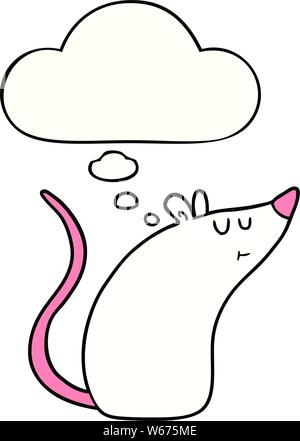 cartoon white mouse with thought bubble Stock Vector