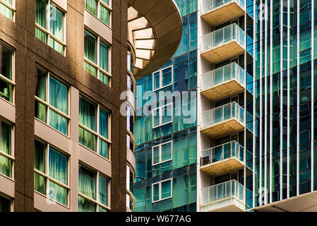 The high curtain wall building in downtown Montreal Stock Photo