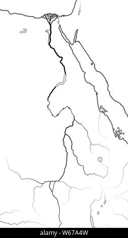 World Map of The NILE RIVER Valley & Delta: Africa, Ancient Egypt, Lower Egypt, Upper Egypt, Nubia, Kush, Meroë, Aksum, Ethiopia, Sudan. Geochart. Stock Photo