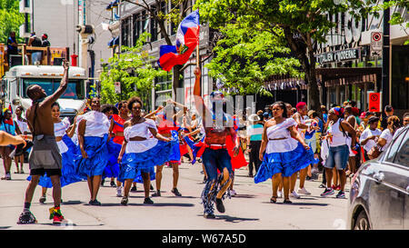 Caribbean parade in downtown Montreal Stock Photo