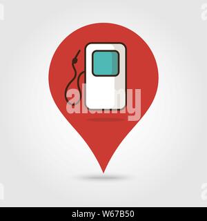 Gas station icon location. Fuel pump, fuel station location gps marker icon vector. Element of map point for mobile concept and web apps UI. Icon for Stock Vector
