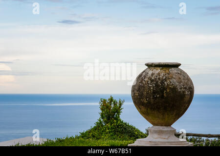 Flower Pot in the lovely garden of Villa Cimbrone, Ravello village, Amalfi coast of Italy Stock Photo