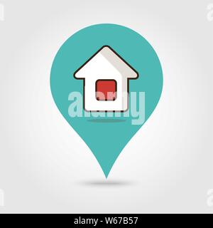 Map pointer vector icon, Home location illustration icon, marker icon, gps Stock Vector