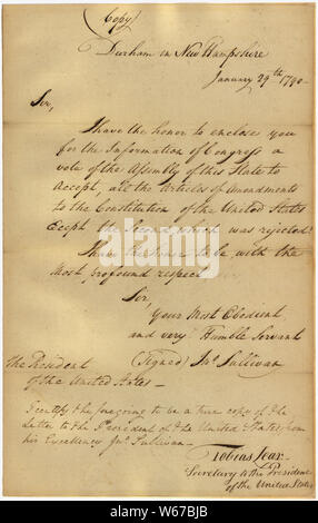 Message of President George Washington transmitting the vote of the ...