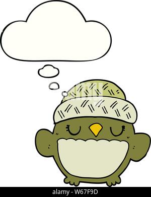 cute cartoon owl in hat with thought bubble Stock Vector