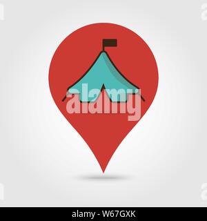 Tent vector pin map icon. Camping Location. Map pointer. Map markers. Holiday eps 10 Stock Vector