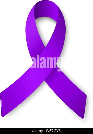 Vector illustration of purple indigo ribbon isolated on white. Stock Vector