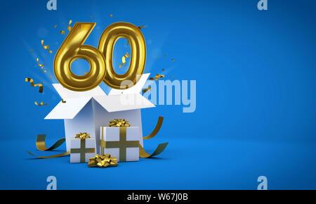 Happy 50th birthday party composition with balloons and presents. 3D Render  Stock Photo - Alamy