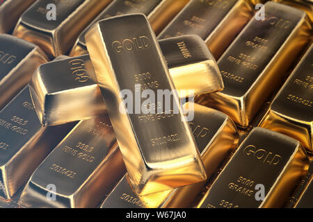 Gold bars background - 3d rendering Stock Photo