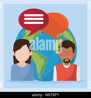 People talking around the world cartoons Stock Vector