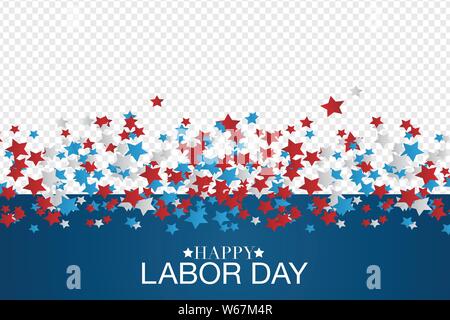 Happy Labor Day greeting card. Transparent vector image with space for custom image and stars over it. Stock Vector