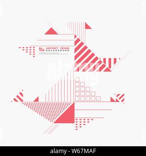 Abstract of living coral color geometric dimension in composition mixed scale of triangles design. illustration vector eps10 Stock Vector