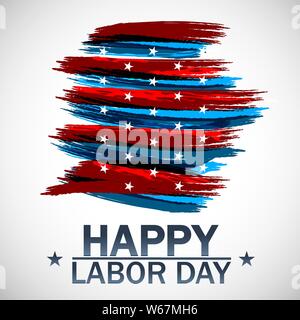 Happy Labor day vector illustration. Beautiful USA flag on white background. Stock Vector