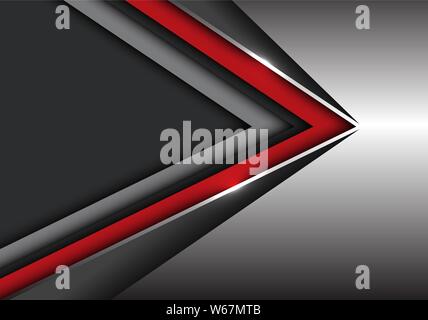 Abstract red black speed direction on silver with dark grey blank space design modern futuristic background vector illustration. Stock Vector