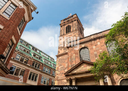 St Ann's Church in Manchester, England was consecrated in 1712 viewed from St Ann's Place.