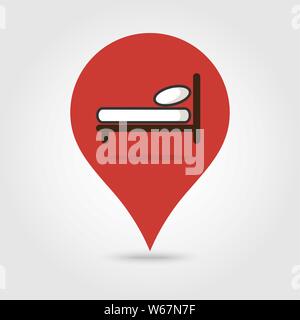 Bed vector map pin icon, map pointer, vector illustration eps 10 Stock Vector