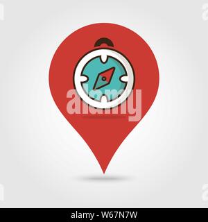 Compass map pin icon, map pointer, vector illustration eps 10 Stock Vector