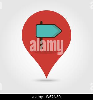Road Signpost map pin icon, map pointer, vector illustration eps 10 Stock Vector