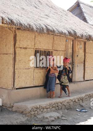 July 29, 2018 - Sade, Lombok/Indonesia: Children of the Sasak tribe and their antivities in the village of Sade at Lombok-Indonesia Stock Photo