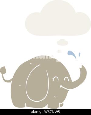 cartoon elephant with thought bubble in retro style Stock Vector