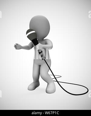 Singer singing songs with a microphone at a concert. The lead recording ...