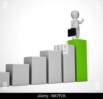 Graph going upwards means success and increased profits. Business growing and trends higher for gain - 3d illustration Stock Photo