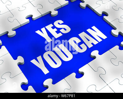 Yes you can concept icon means affirmative action and inspiration to succeed. Become a winner through motivation and encouragement - 3d illustration Stock Photo