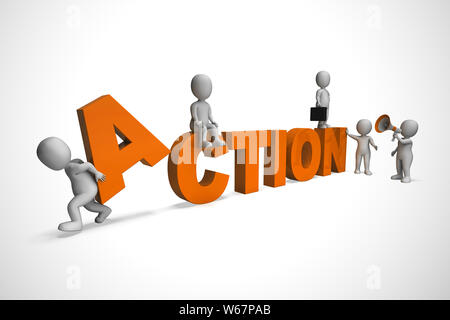 Take action concept icon meaning motivation and urgency to move forward. Proactive process to deliver results - 3d illustration Stock Photo