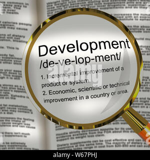 Development concept icon means programming design or product invention. Improvement and  advancement of software - 3d illustration Stock Photo