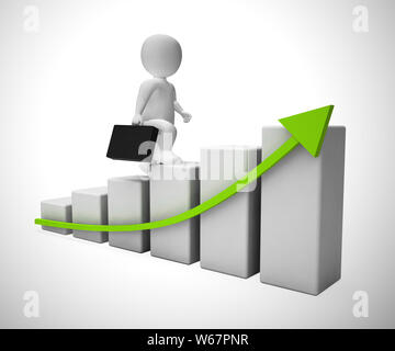 Graph going upwards means success and increased profits. Business growing and trends higher for gain - 3d illustration Stock Photo