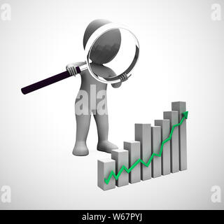 Graph going upwards means success and increased profits. Business growing and trends higher for gain - 3d illustration Stock Photo