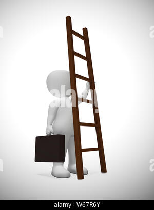 Ladder to success concept icon means ambitious leader desiring goals. Climbing to successful achievement - 3d illustration Stock Photo