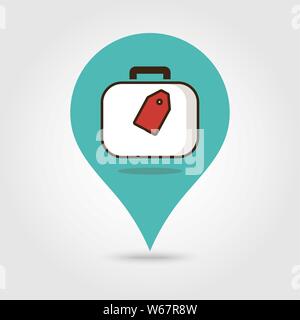 Suitcase vector pin map icon, map pointer, vector illustration eps 10 Stock Vector